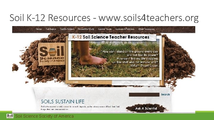 Soil K-12 Resources - www. soils 4 teachers. org Soil Science Society of America