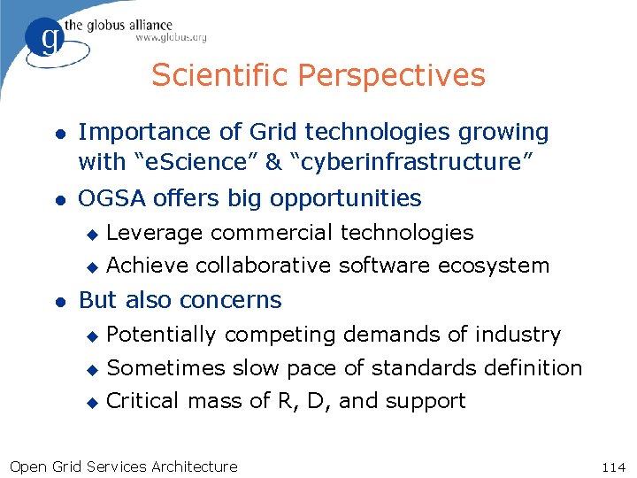 Scientific Perspectives l Importance of Grid technologies growing with “e. Science” & “cyberinfrastructure” l