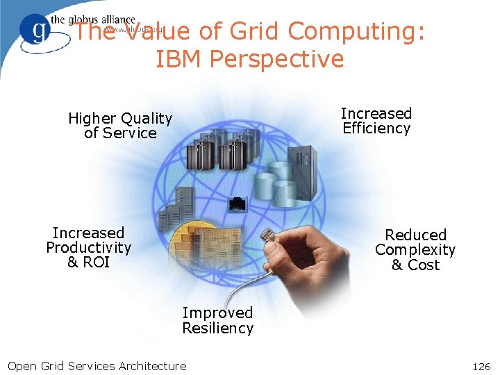 The Value of Grid Computing: IBM Perspective Increased Efficiency Higher Quality of Service Increased