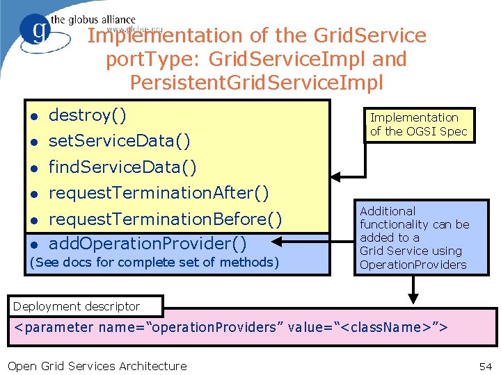 Implementation of the Grid. Service port. Type: Grid. Service. Impl and Persistent. Grid. Service.