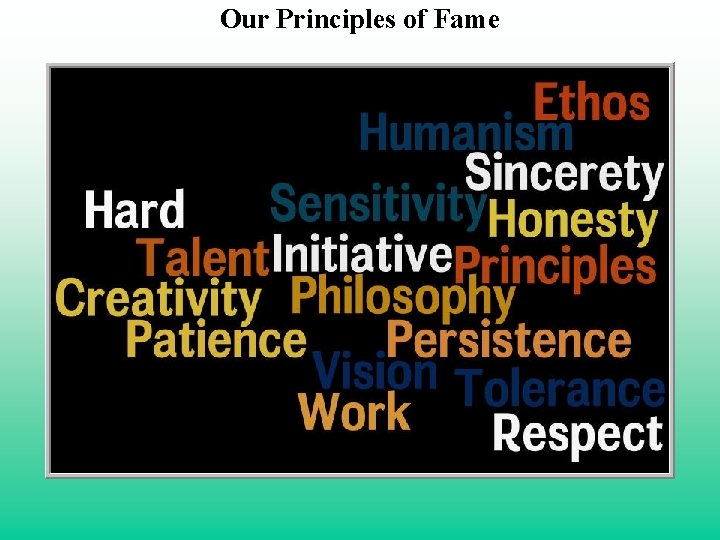 Our Principles of Fame 