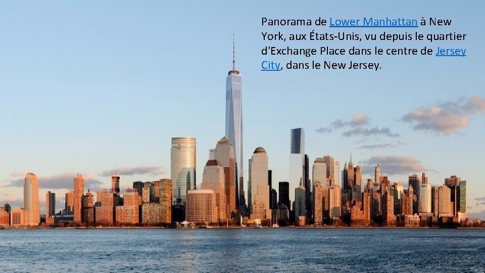 Panorama de Lower Manhattan à New York, aux États-Unis, vu depuis le quartier d'Exchange