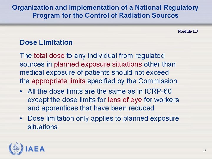 Organization and Implementation of a National Regulatory Program for the Control of Radiation Sources