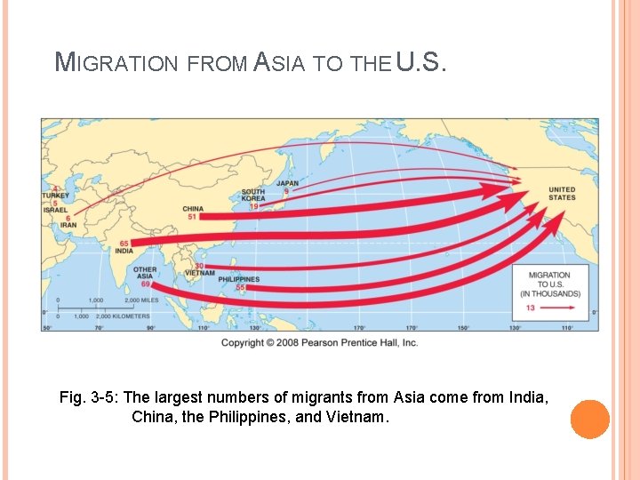 MIGRATION FROM ASIA TO THE U. S. Fig. 3 -5: The largest numbers of