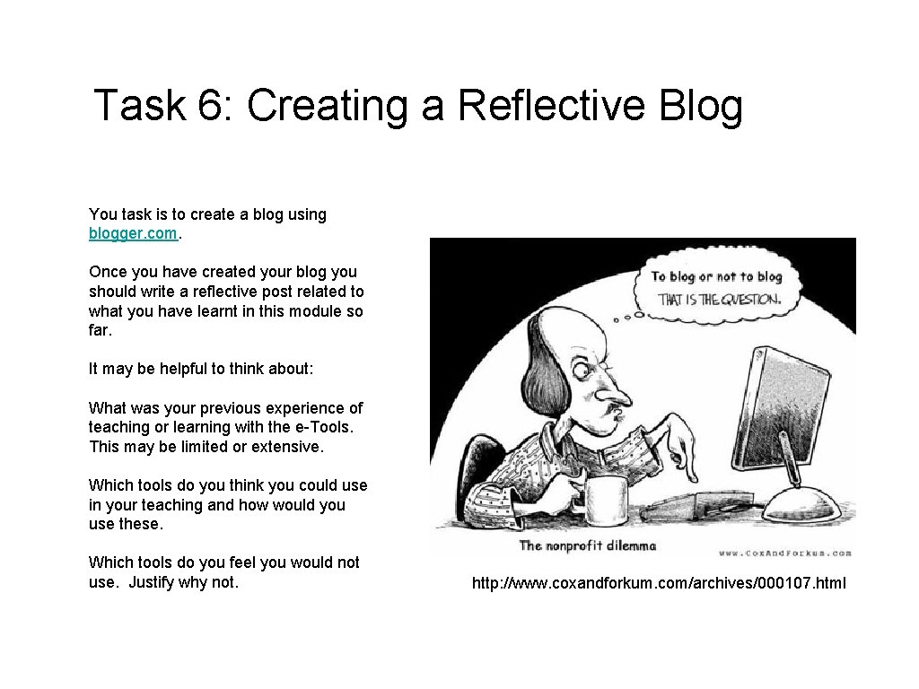 Task 6: Creating a Reflective Blog You task is to create a blog using