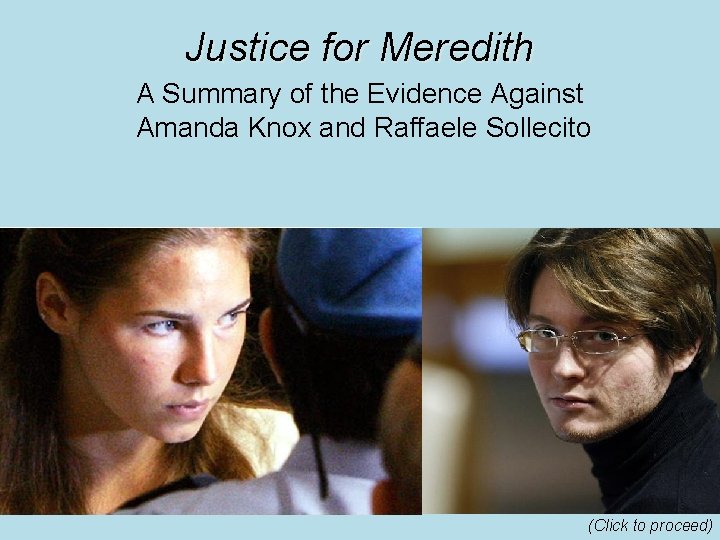 Justice for Meredith A Summary of the Evidence Against Amanda Knox and Raffaele Sollecito