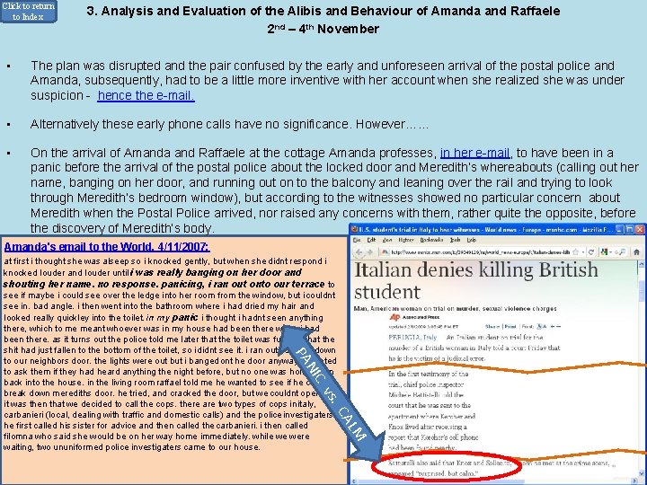 Click to return to Index • 3. Analysis and Evaluation of the Alibis and