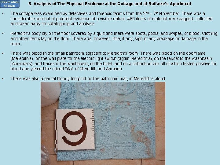 Click to return to Index • 6. Analysis of The Physical Evidence at the