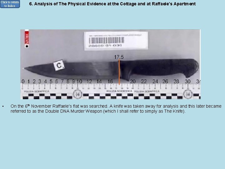 Click to return to Index • 6. Analysis of The Physical Evidence at the