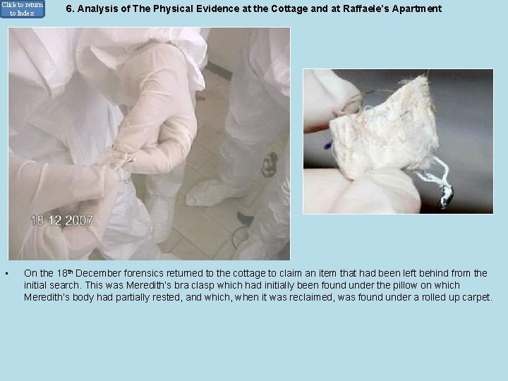 Click to return to Index • 6. Analysis of The Physical Evidence at the