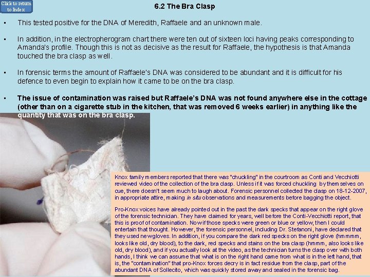 Click to return to Index • 6. 2 The Bra Clasp This tested positive