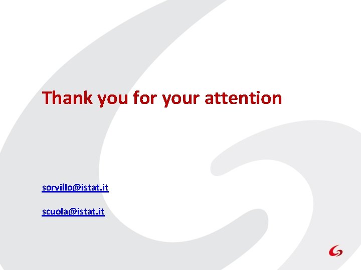 Thank you for your attention sorvillo@istat. it scuola@istat. it Thank you for your attention sorvillo@istat. it scuola@istat. it