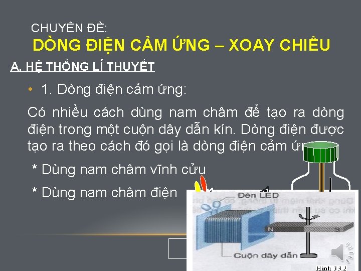 CHUYÊN ĐỀ: DÒNG ĐIỆN CẢM ỨNG – XOAY CHIỀU A. HỆ THỐNG LÍ THUYẾT