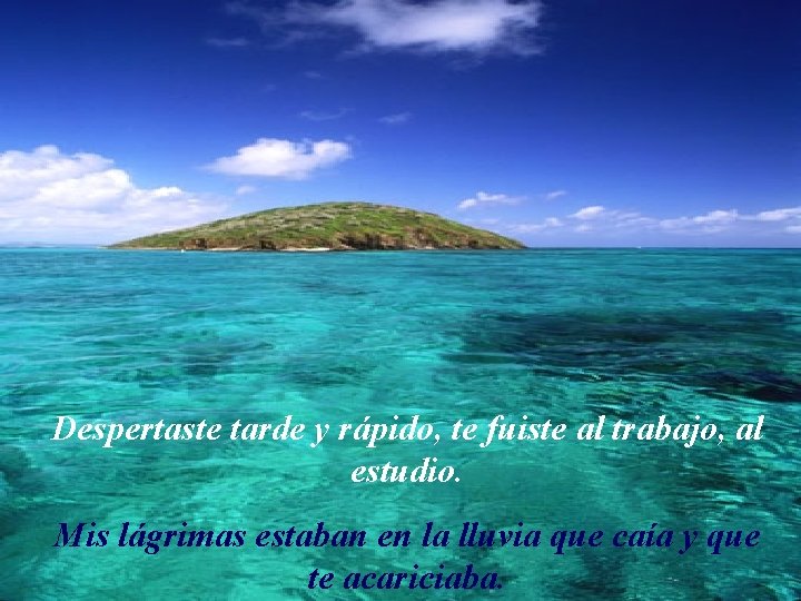 Despertaste tarde y rápido, te fuiste al trabajo, al estudio. Mis lágrimas estaban en Despertaste tarde y rápido, te fuiste al trabajo, al estudio. Mis lágrimas estaban en