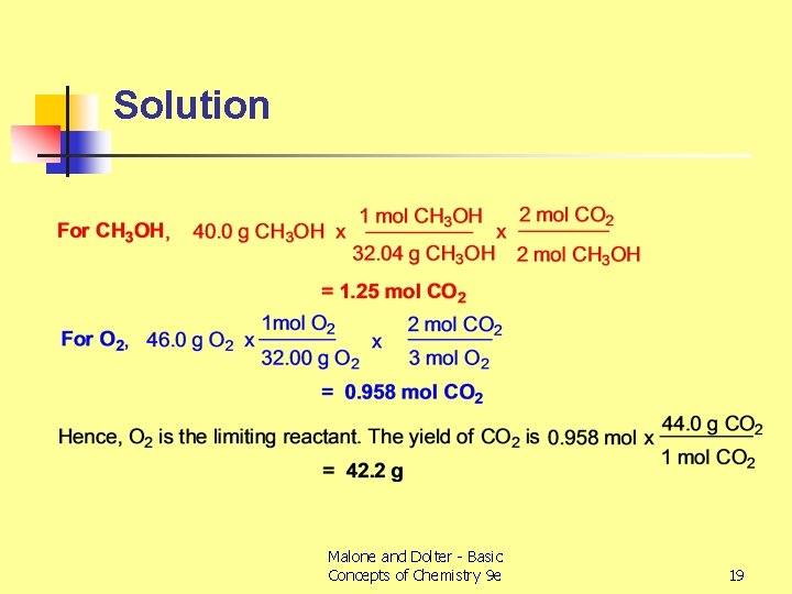 Solution Malone and Dolter - Basic Concepts of Chemistry 9 e 19 