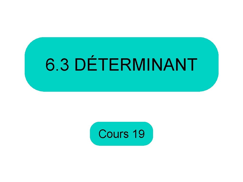 6. 3 DÉTERMINANT Cours 19 
