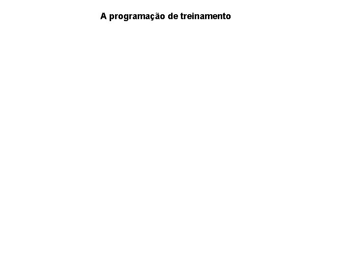 A programação de treinamento 