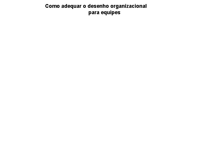  Como adequar o desenho organizacional para equipes 