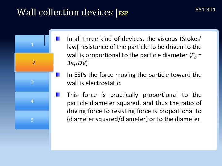 Wall collection devices |ESP 2 1 2 3 4 5 EAT 301 In all