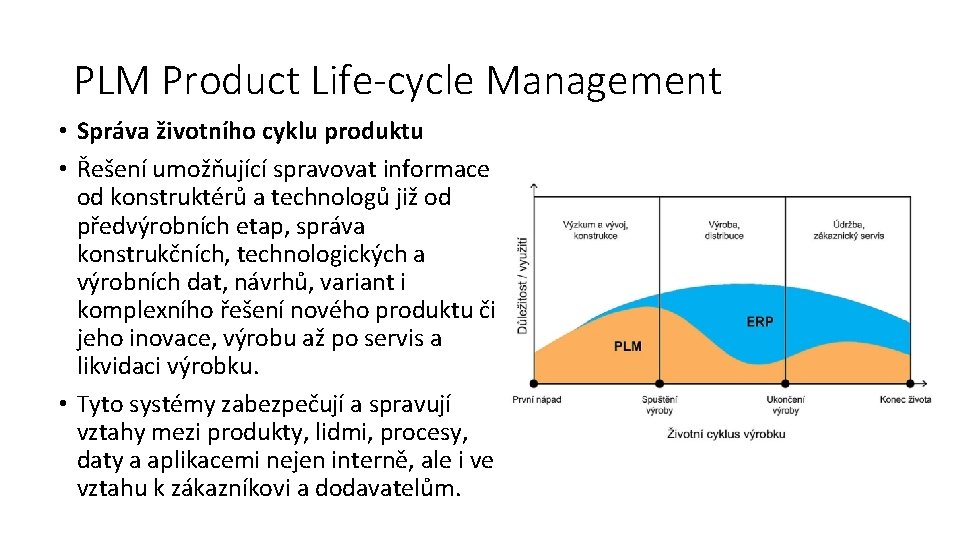 PLM Product Life-cycle Management • Správa životního cyklu produktu • Řešení umožňující spravovat informace