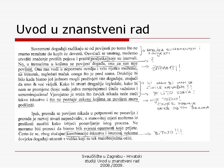 Uvod u znanstveni rad Sveučilište u Zagrebu - Hrvatski studiji Uvod u znanstveni rad