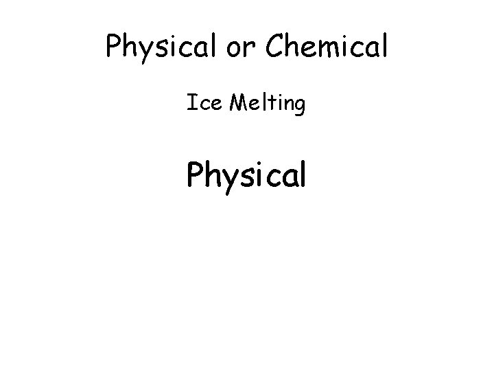 Physical or Chemical Ice Melting Physical 