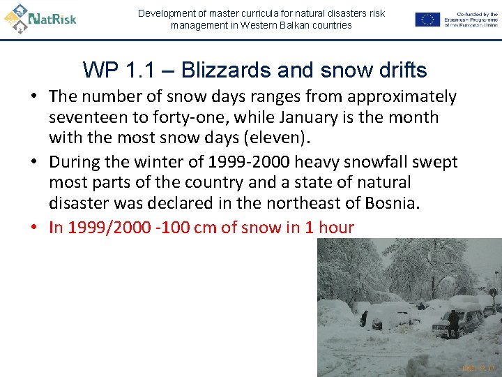 Development of master curricula for natural disasters risk management in Western Balkan countries WP