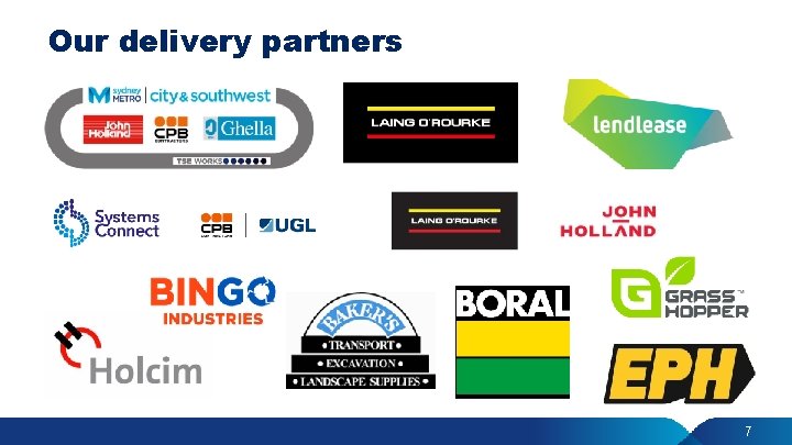 Our delivery partners 7 