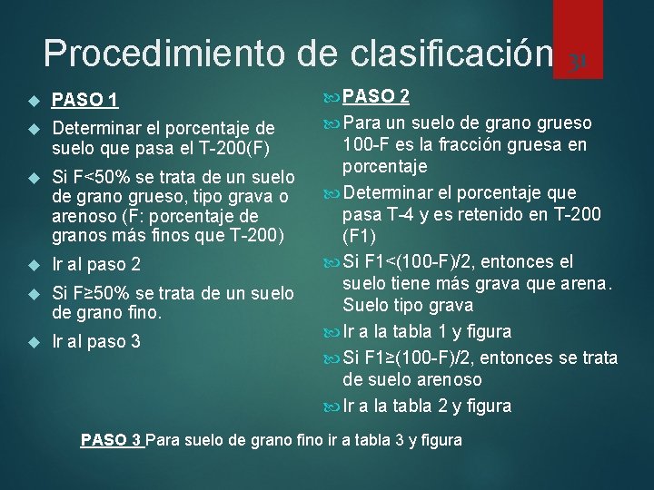 Procedimiento de clasificación PASO 1 Determinar el porcentaje de suelo que pasa el T-200(F)