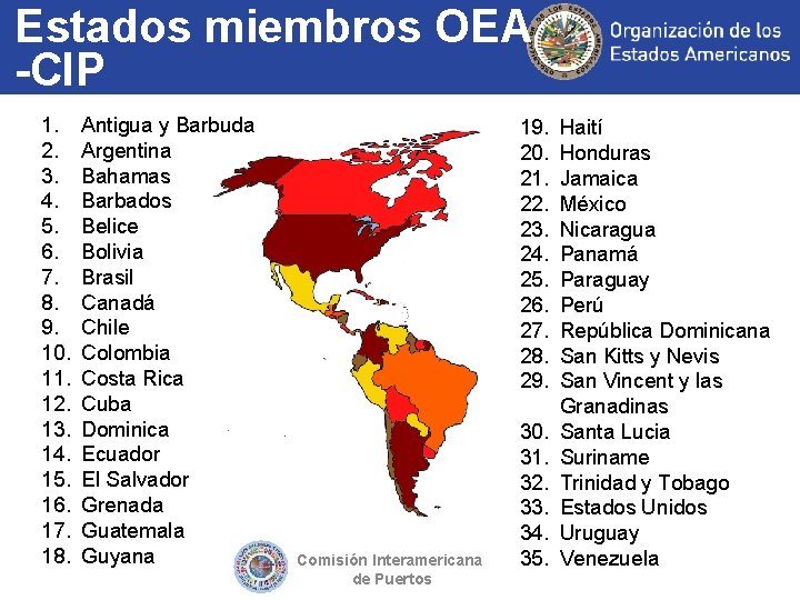 Estados miembros OEA -CIP 1. 2. 3. 4. 5. 6. 7. 8. 9. 10.