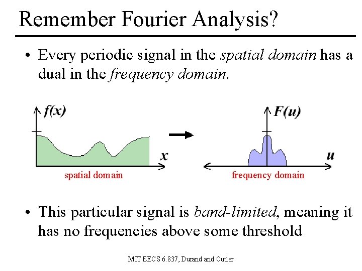 Remember Fourier Analysis? • Every periodic signal in the spatial domain has a dual