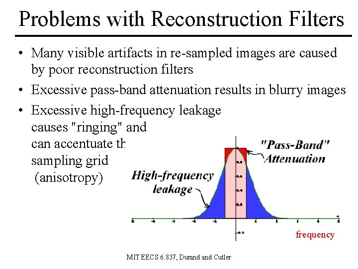 Problems with Reconstruction Filters • Many visible artifacts in re-sampled images are caused by