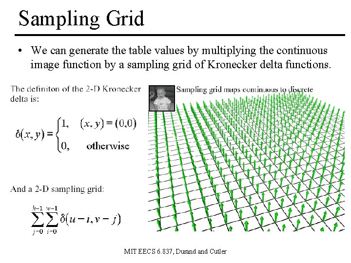 Sampling Grid • We can generate the table values by multiplying the continuous image