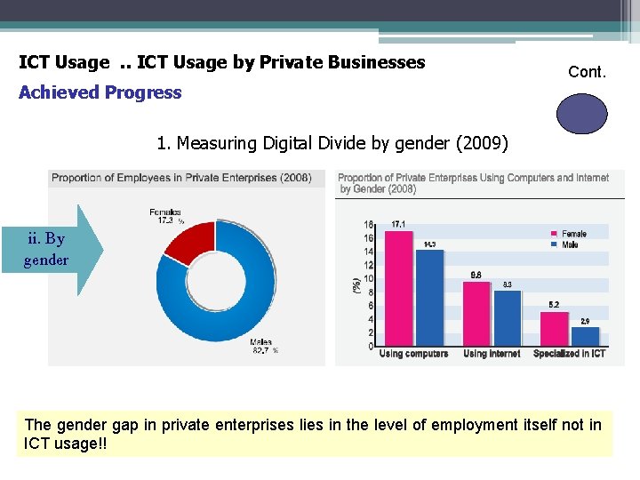 ICT Usage. . ICT Usage by Private Businesses Cont. Achieved Progress 1. Measuring Digital