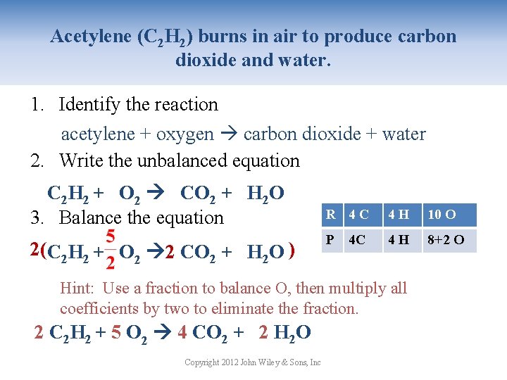 Acetylene (C 2 H 2) burns in air to produce carbon dioxide and water.