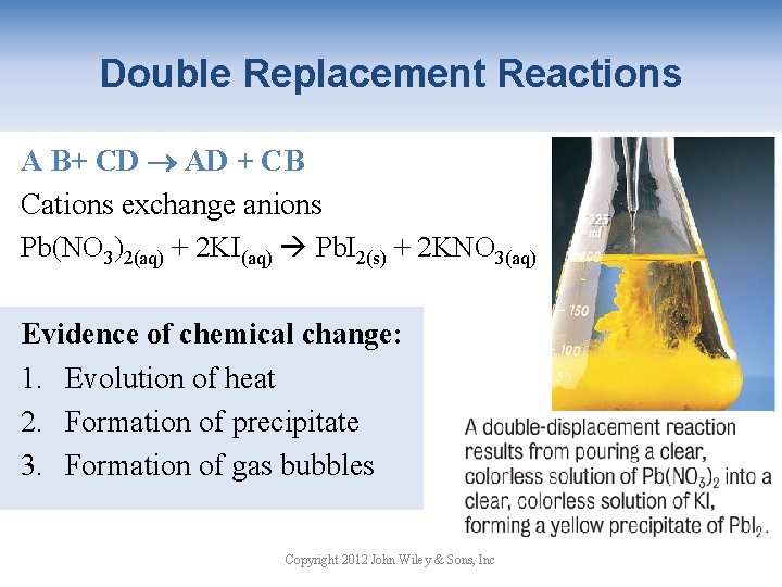 Double Replacement Reactions A B+ CD AD + CB Cations exchange anions Pb(NO 3)2(aq)