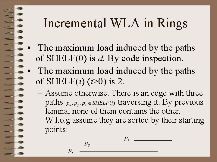 Incremental WLA in Rings • The maximum load induced by the paths of SHELF(0)