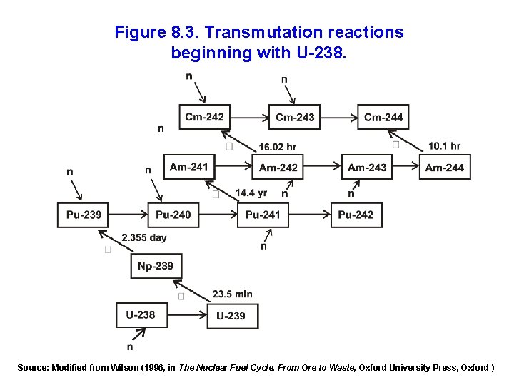 Figure 8. 3. Transmutation reactions beginning with U-238. Source: Modified from Wilson (1996, in