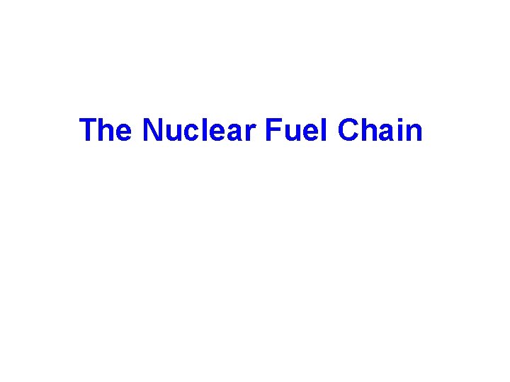 The Nuclear Fuel Chain 