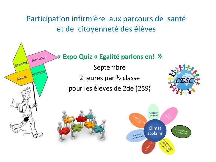 Participation infirmière aux parcours de santé et de citoyenneté des élèves « Expo Quiz