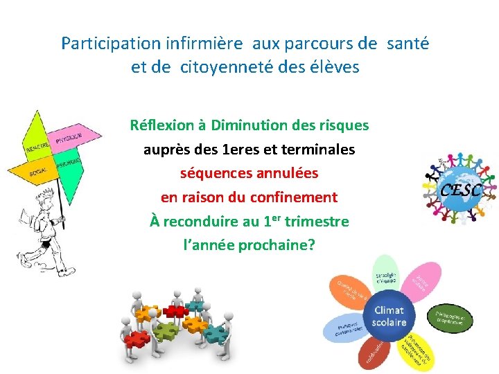 Participation infirmière aux parcours de santé et de citoyenneté des élèves Réflexion à Diminution