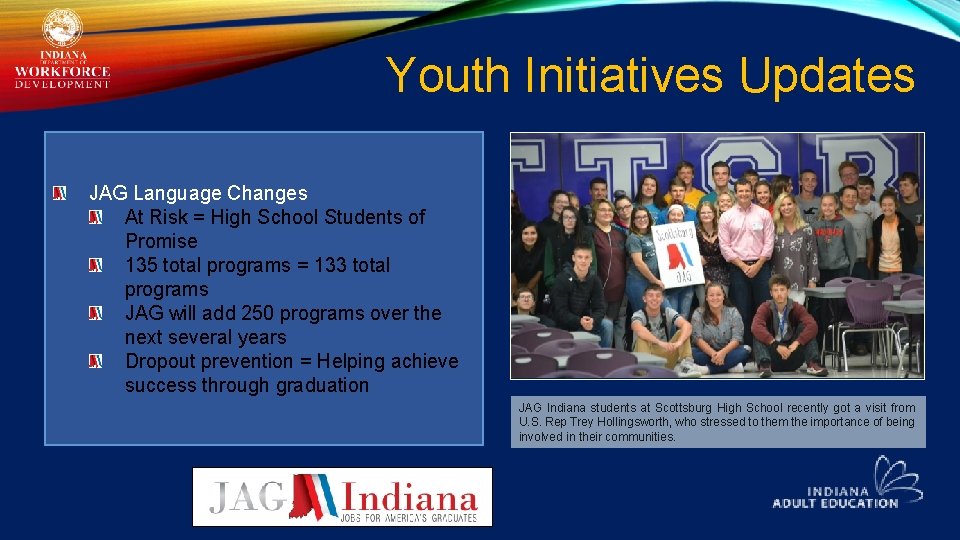 Youth Initiatives Updates JAG Language Changes At Risk = High School Students of Promise