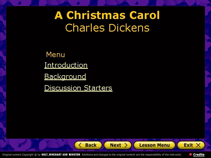 A Christmas Carol Charles Dickens Menu Introduction Background Discussion Starters 