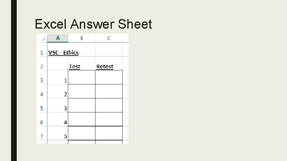 Excel Answer Sheet 