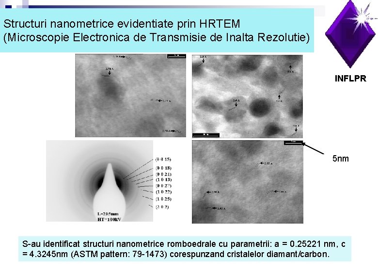 Structuri nanometrice evidentiate prin HRTEM (Microscopie Electronica de Transmisie de Inalta Rezolutie) INFLPR 5