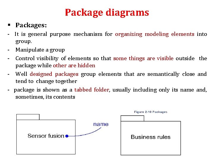 Package diagrams § Packages: - It is general purpose mechanism for organizing modeling elements