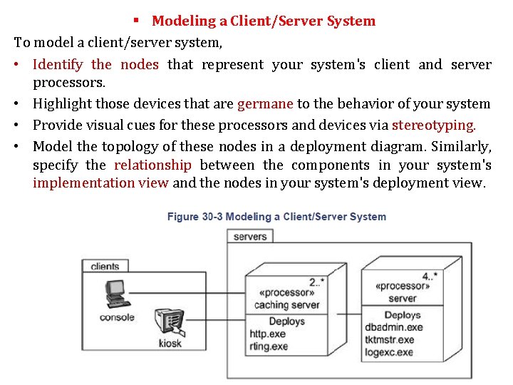 § Modeling a Client/Server System To model a client/server system, • Identify the nodes