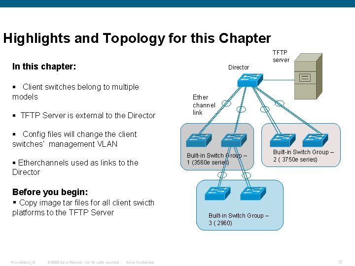 Highlights and Topology for this Chapter TFTP server In this chapter: Director § Client