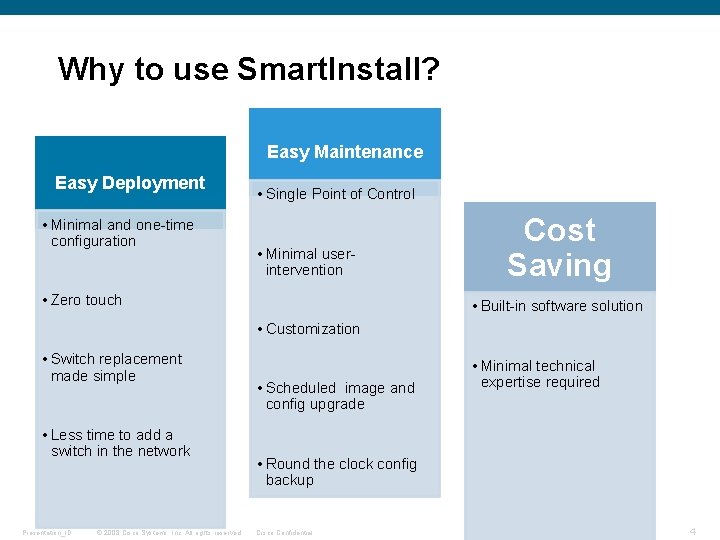 Why to use Smart. Install? Easy Maintenance Easy Deployment • Minimal and one-time configuration
