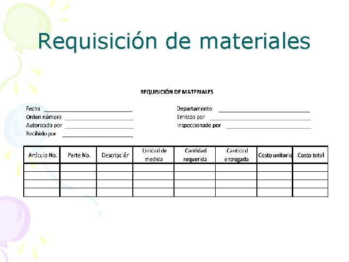 Requisición de materiales 